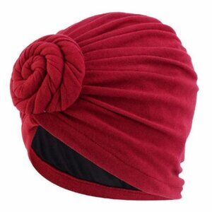 Wine RED Turban Women Pre-Tied Satin-Lined Head wrap Chemo Hat Gift